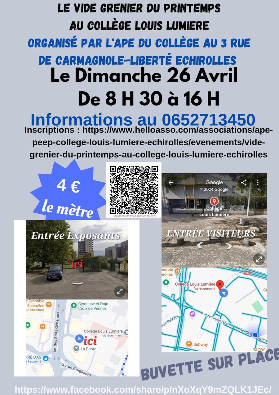 Vide grenier - Printemps 2026 Collège Louis Lumière Echirolles