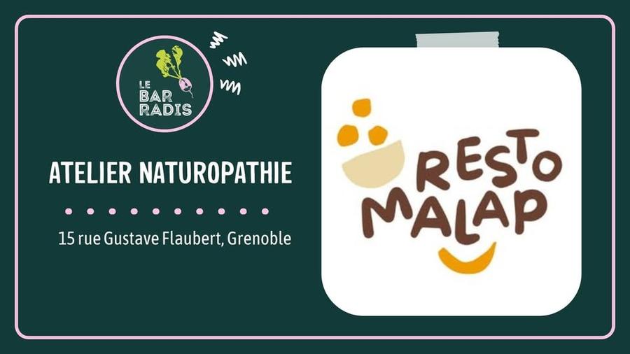 May be an image of text that says 'wM m LE BAR RADIS ATELIER NATUROPATHIE 15rueGustaveFlaubert,Grenoble 15rue rue Gustave Flaubert, Grenoble 15 RESTO MALAP'