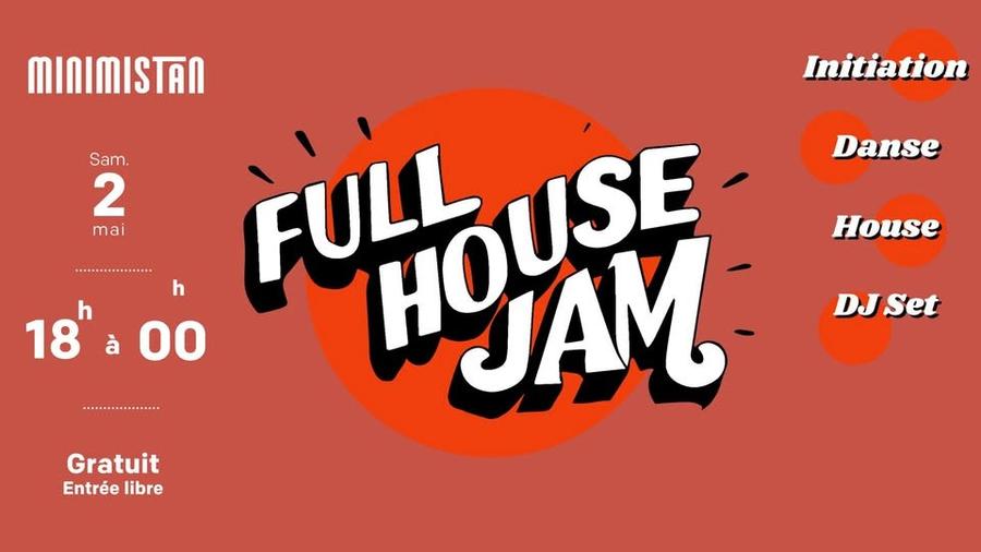 May be an image of text that says 'Sam. 2 mai Initiation Danse በ ...............***. h FULL FULLUSE ฺ 18 18:00 à 00 House ................... DJSet DJ Set Gratuit Entréelibre Entrée libre'